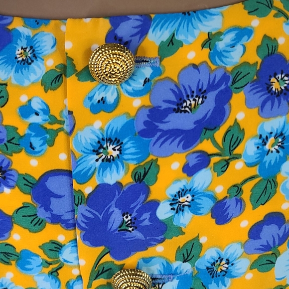 Vintage Nina Ricci Dress Size 10 Turquoise Yellow Retro 80's Floral Print EUC - Picture 7 of 9